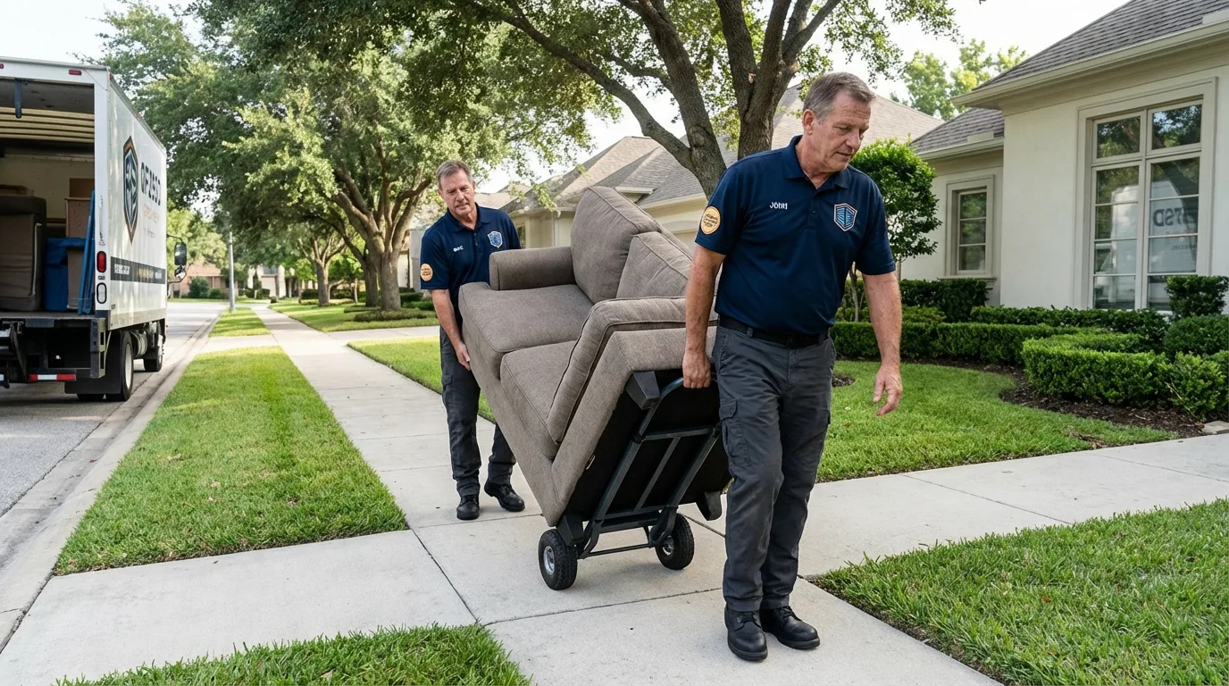 Local residential moving crew loading furniture in Round Lake, IL